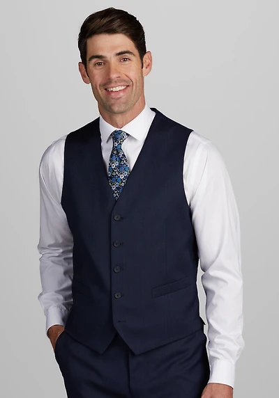 Men's Traveler Performance Collection Tailored Fit Suit Vest at Jos. A. Bank, Blue