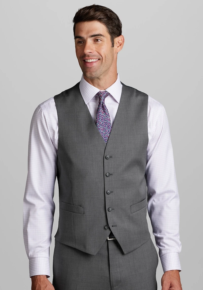 Men's Traveler Performance Collection Tailored Fit Suit Vest at Jos. A. Bank, Dove Grey