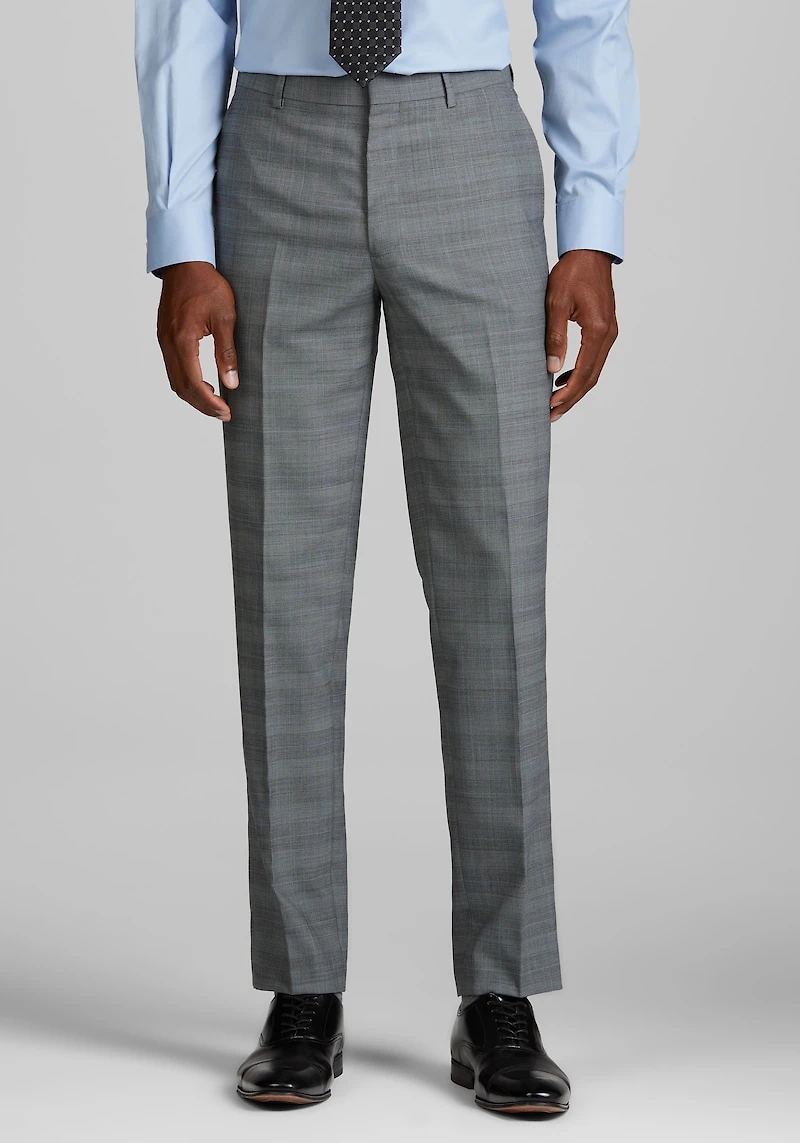 Men's Jos. A. Bank Slim Fit Glen Wool Blend Plaid Suit Pants at Jos. A. Bank, Light Grey