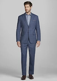Men's Jos. A. Bank Tailored Fit Wool Blend Windowpane Plaid Suit Jacket at Jos. A. Bank, Light Blue
