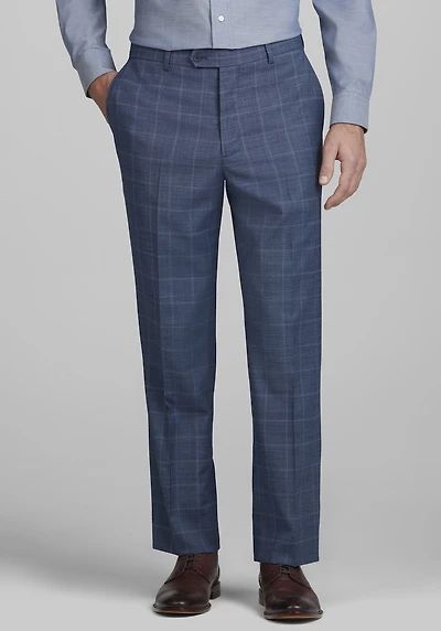 Men's Jos. A. Bank Tailored Fit Wool Blend Windowpane Plaid Suit Pants at Jos. A. Bank, Light Blue