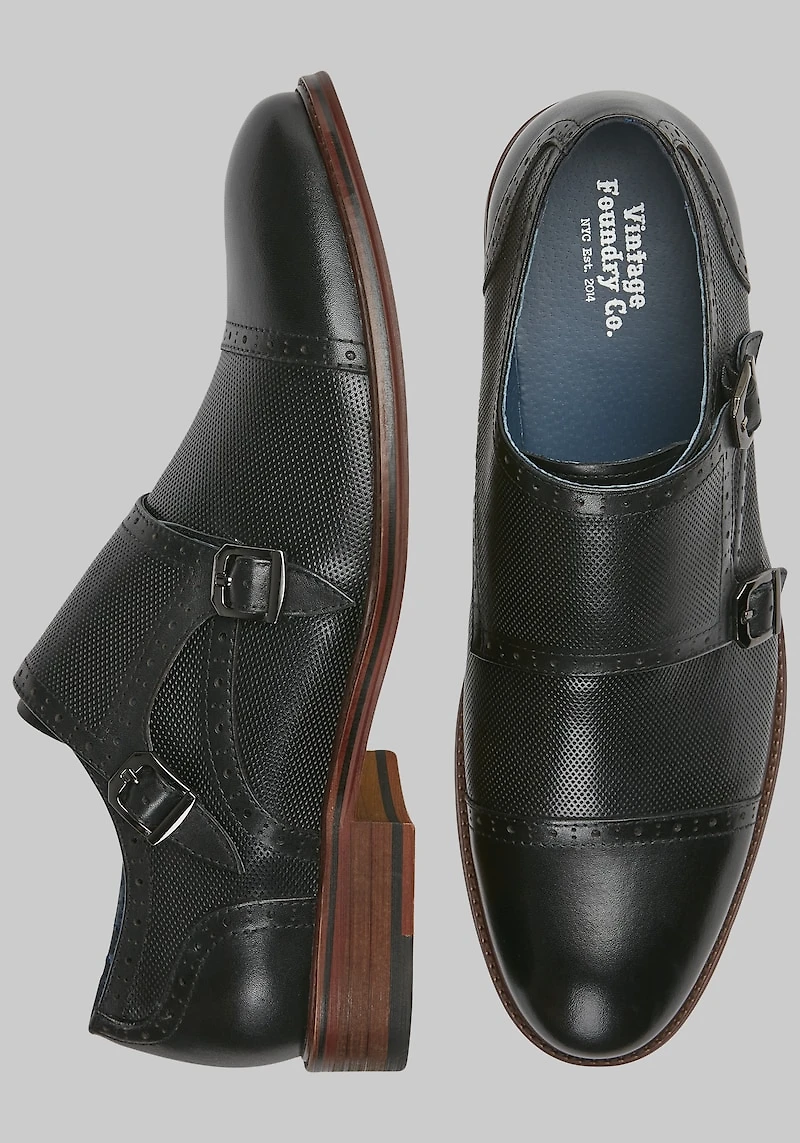 Vintage Foundry Men's Morgan Monk Strap Medallion Cap Toe Dress Shoes at Jos. A. Bank, Black