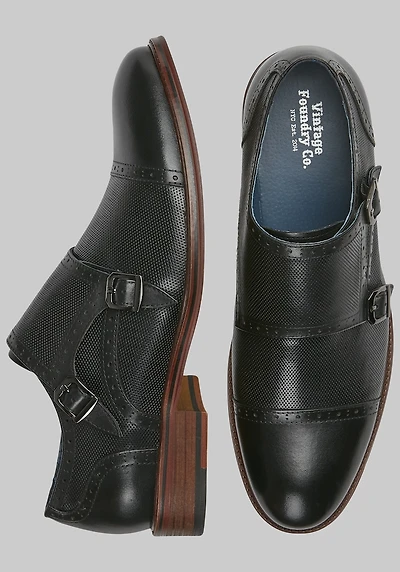 Vintage Foundry Men's Morgan Monk Strap Medallion Cap Toe Dress Shoes at Jos. A. Bank, Black