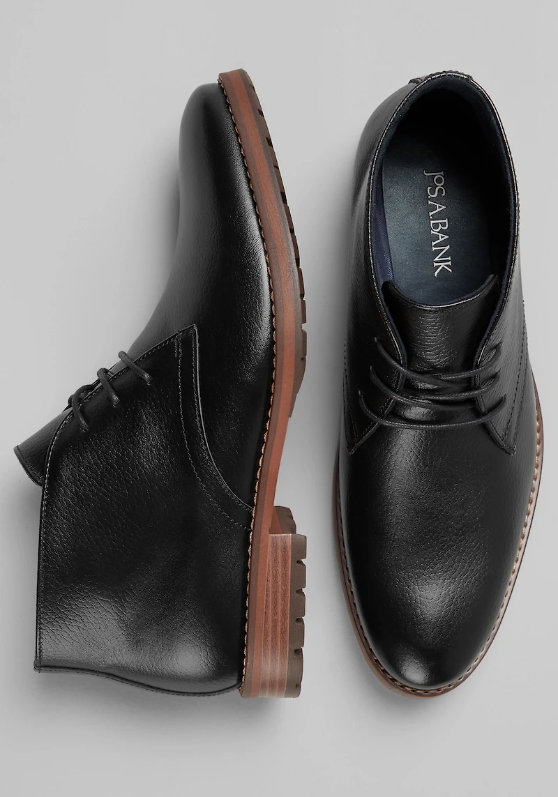 Men's Jos. A. Bank Pebbled Leather Chukka Boots at Jos. A. Bank, Black