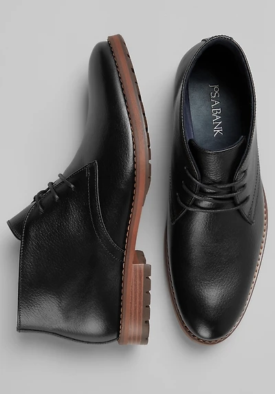 Men's Jos. A. Bank Pebbled Leather Chukka Boots at Jos. A. Bank, Black