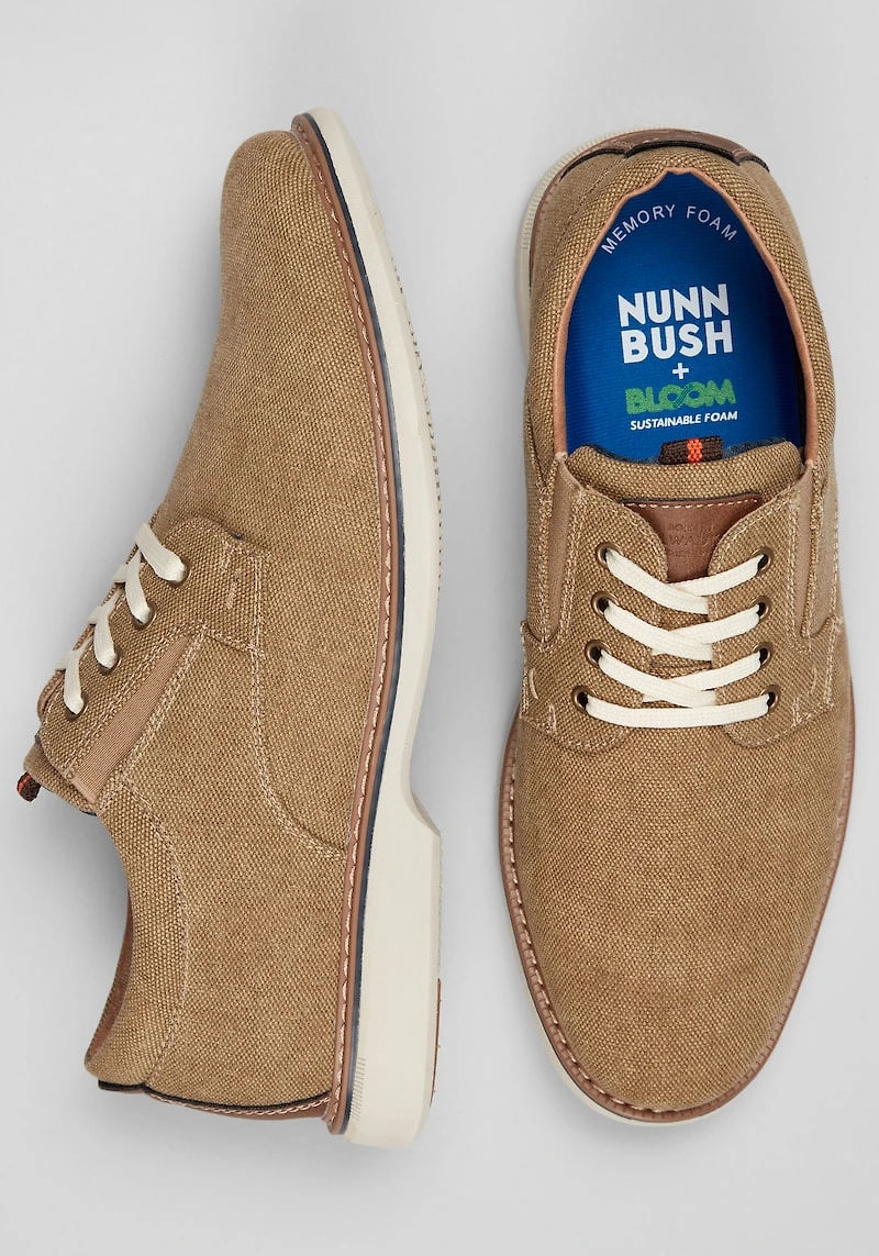 Nunn Bush Men's Otto Canvas Plain Toe Oxfords at Jos. A. Bank, Khaki/Tan