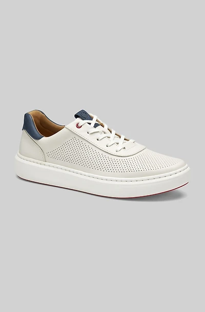 Johnston & Murphy Men's Anders Perforated U Throat Sneakers at Jos. A. Bank, Cream/White