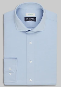 Men's Traveler Collection Coolmax Tailored Fit Spread Collar Twill Knit Dress Shirt at Jos. A. Bank, Blue