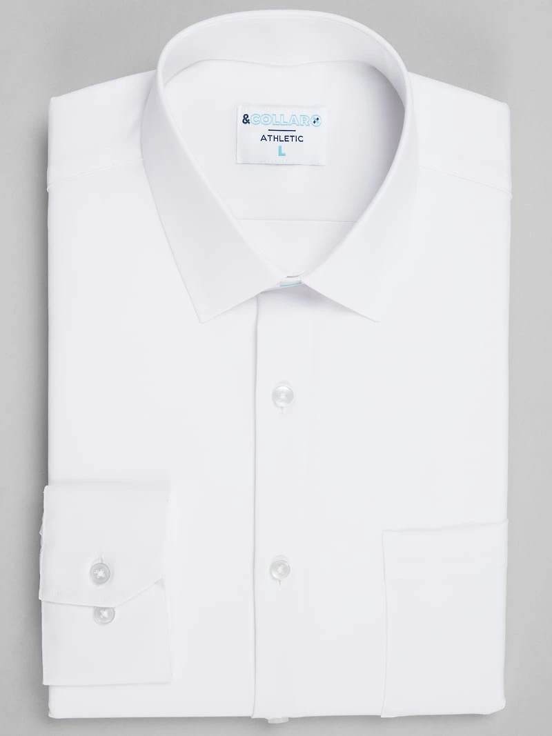 Men's &Collar Range Athletic Fit Solid Spread Collar 3D Stretchy Dress Shirt at Jos. A. Bank, Cream/White