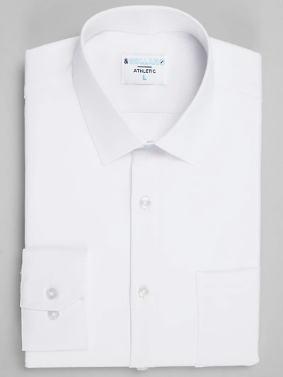 Men's &Collar Range Athletic Fit Solid Spread Collar 3D Stretchy Dress Shirt at Jos. A. Bank, Cream/White