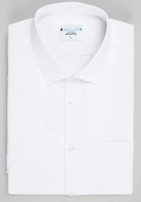 Men's &Collar Range Athletic Fit Solid Spread Collar 3D Stretchy Short Sleeve Dress Shirt at Jos. A. Bank, Cream/White