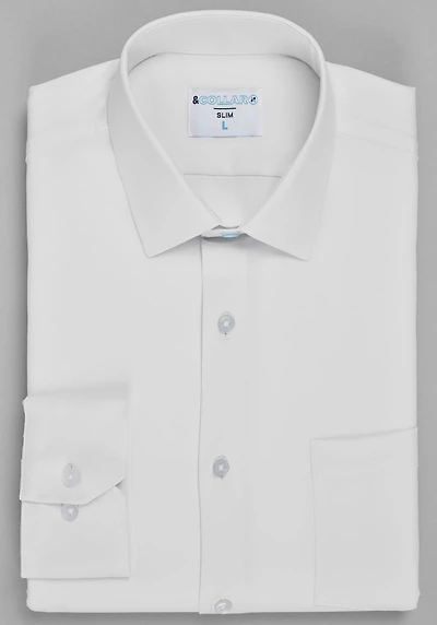 Men's &Collar Range Slim Fit Solid Spread Collar 3D Stretchy Dress Shirt at Jos. A. Bank, Cream/White