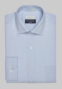 Men's Traveler Collection Tailored Fit Spread Collar Stripe Dress Shirt at Jos. A. Bank, Blue