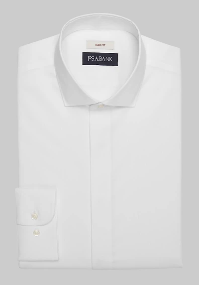Men's Jos. A. Bank Slim Fit Spread Collar Solid Dress Shirt at Jos. A. Bank, Cream/White