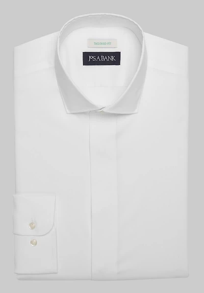 Men's Jos. A. Bank Tailored Fit Spread Collar Solid Dress Shirt at Jos. A. Bank, Cream/White