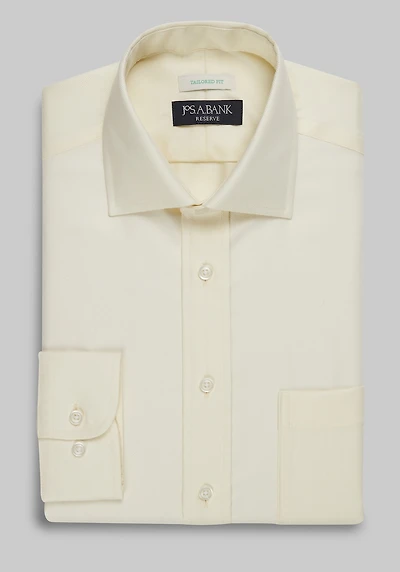 Men's Reserve Collection Tailored Fit Spread Collar Herringbone Pattern Dress Shirt at Jos. A. Bank, Yellow