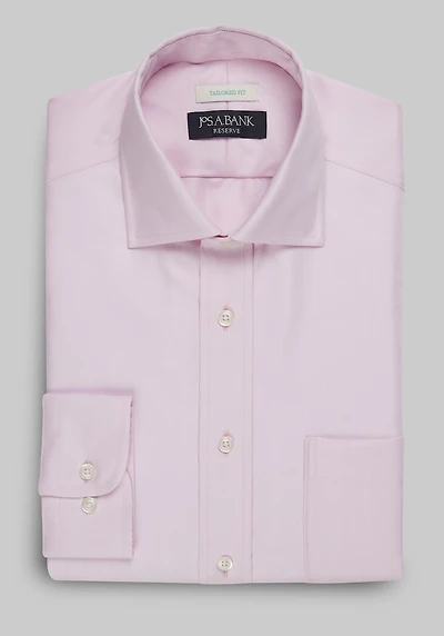 Men's Reserve Collection Tailored Fit Spread Collar Herringbone Pattern Dress Shirt at Jos. A. Bank, Light Pink