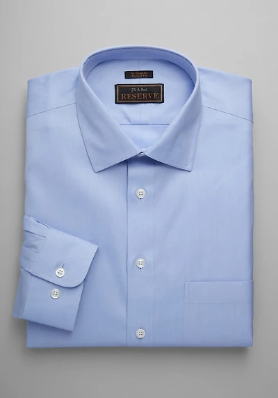 Men's Reserve Collection Tailored Fit Spread Collar Herringbone Pattern Dress Shirt at Jos. A. Bank, Blue