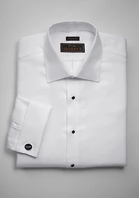 Men's Reserve Collection Tailored Fit Spread Collar French Cuff Formal Solid Dress Shirt at Jos. A. Bank, Cream/White