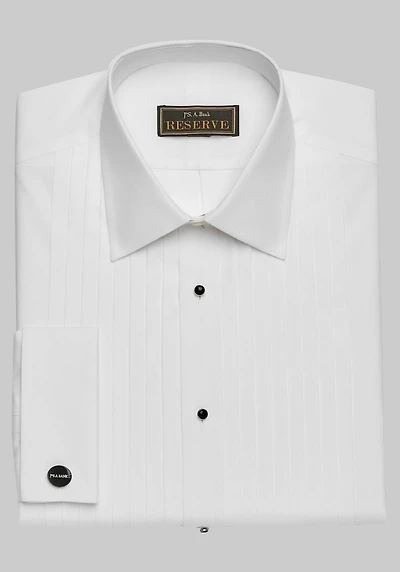 Men's Reserve Collection Traditional Fit Point Collar Pleat Tuxedo Shirt at Jos. A. Bank, Cream/White