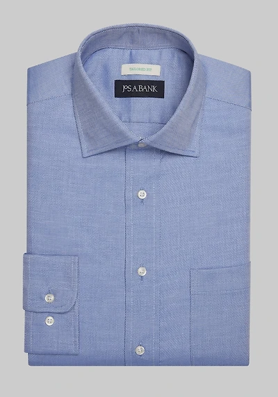 Men's Jos. A. Bank Tailored Fit Spread Collar Solid Dress Shirt at Jos. A. Bank, Blue