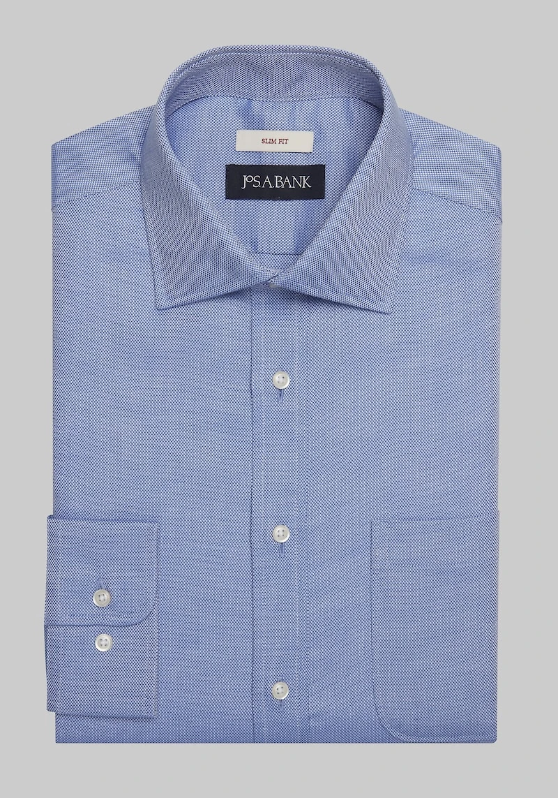 Men's Jos. A. Bank Slim Fit Spread Collar Solid Dress Shirt at Jos. A. Bank, Blue