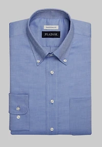 Men's Jos. A. Bank Traditional Fit Button-Down Collar Solid Dress Shirt at Jos. A. Bank, Blue