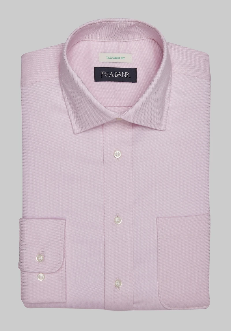 Men's Jos. A. Bank Tailored Fit Spread Collar Textured Solid Dress Shirt at Jos. A. Bank, Pink