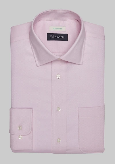 Men's Jos. A. Bank Tailored Fit Spread Collar Textured Solid Dress Shirt at Jos. A. Bank, Pink