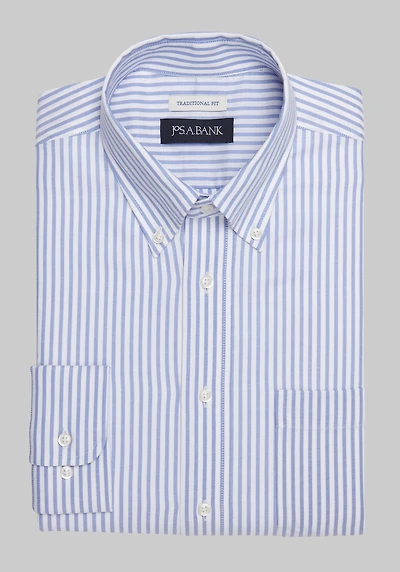 Men's Jos. A. Bank Traditional Fit Button-Down Collar Bengal Stripe Dress Shirt at Jos. A. Bank, Blue