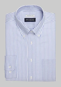 Men's Jos. A. Bank Traditional Fit Button-Down Collar Bengal Stripe Dress Shirt at Jos. A. Bank, Blue