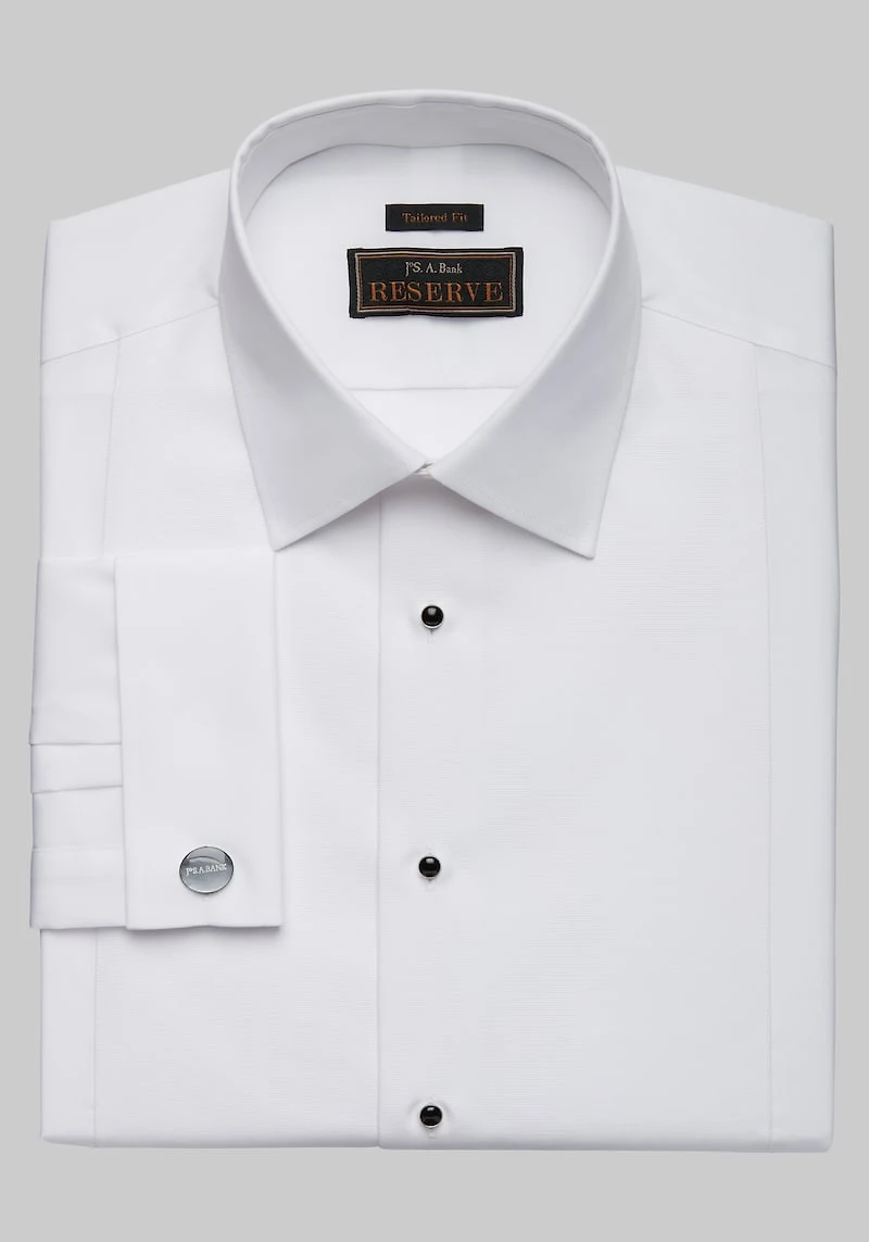 Men's Reserve Collection Tailored Fit Bib-Front Spread Collar Tuxedo Shirt at Jos. A. Bank, Cream/White