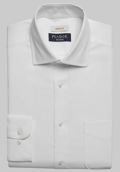 Men's Traveler Collection Skinny Fit Spread Collar Dress Shirt at Jos. A. Bank, Cream/White
