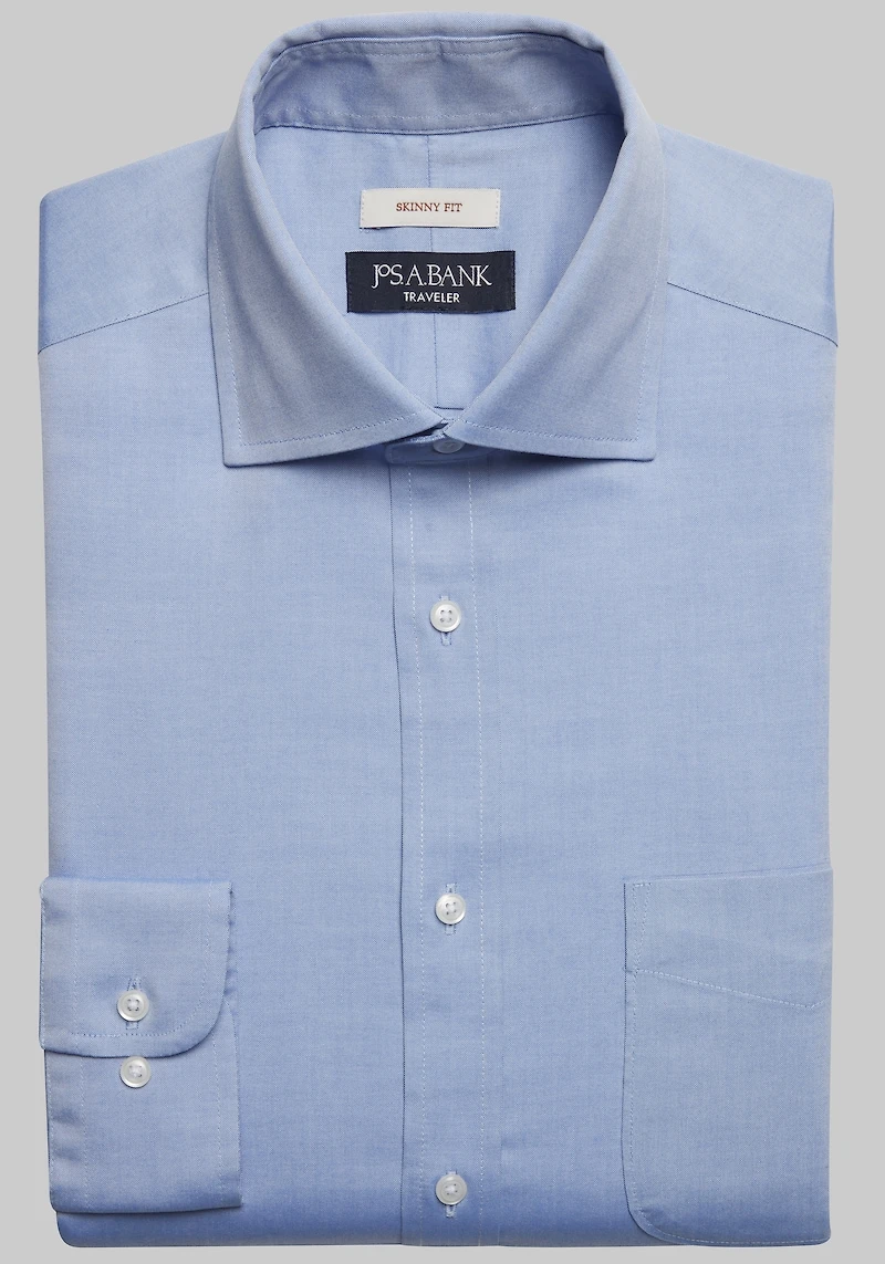 Men's Traveler Collection Skinny Fit Solid Dress Shirt at Jos. A. Bank, Original Blue