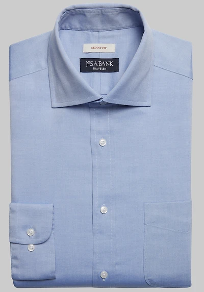 Men's Traveler Collection Skinny Fit Solid Dress Shirt at Jos. A. Bank, Original Blue