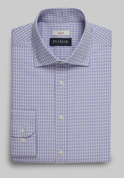 Men's Jos. A. Bank Slim Fit Spread Collar Check Dress Shirt at Jos. A. Bank, Purple