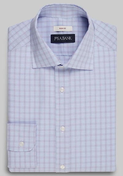 Men's Jos. A. Bank Slim Fit Spread Collar Plaid Dress Shirt at Jos. A. Bank, Purple