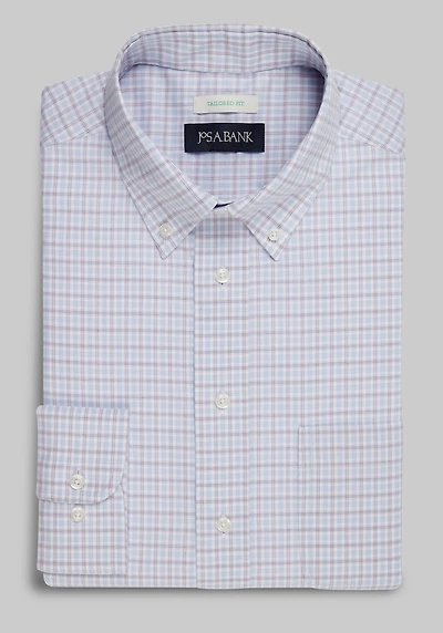 Men's Jos. A. Bank Tailored Fit Button-Down Collar Plaid Dress Shirt at Jos. A. Bank, Pink