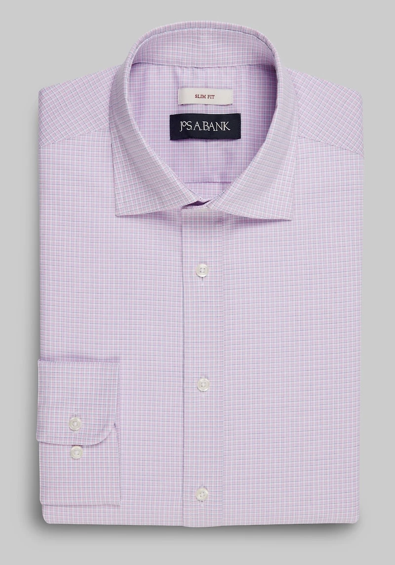 Men's Jos. A. Bank Slim Fit Spread Collar Check Dress Shirt at Jos. A. Bank, Pink