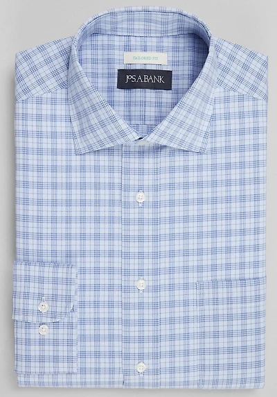 Men's Jos. A. Bank Tailored Fit Spread Collar Plaid Dress Shirt at Jos. A. Bank, Light Blue