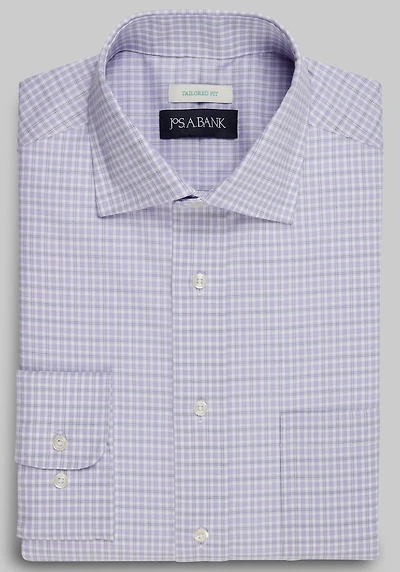 Men's Jos. A. Bank Tailored Fit Spread Collar Plaid Dress Shirt at Jos. A. Bank, Purple