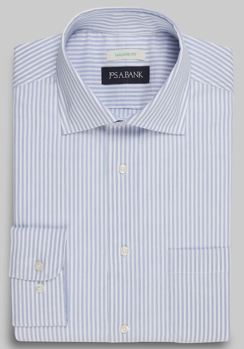 Men's Jos. A. Bank Tailored Fit Spread Collar Stripe Dress Shirt at Jos. A. Bank, Blue