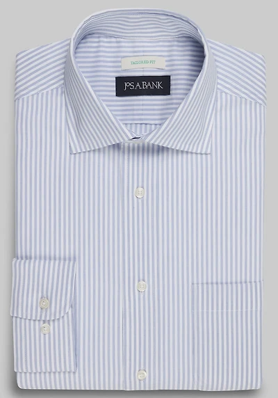Men's Jos. A. Bank Tailored Fit Spread Collar Stripe Dress Shirt at Jos. A. Bank, Blue