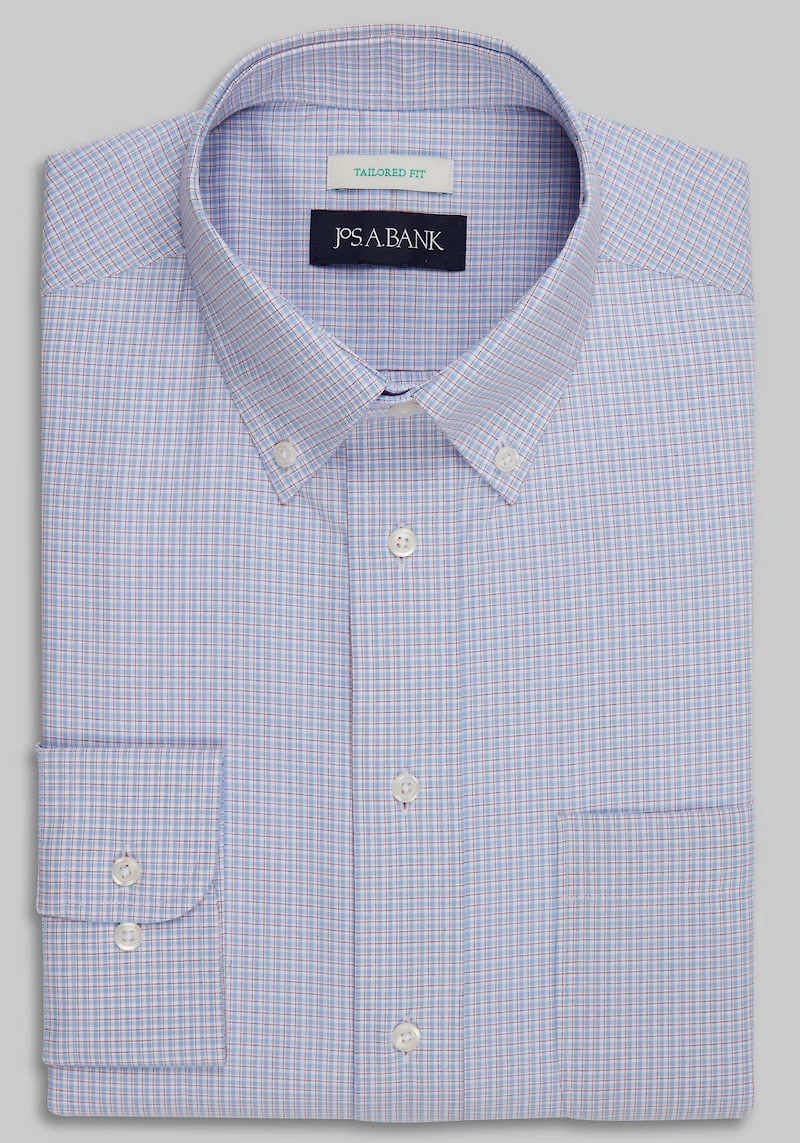 Men's Jos. A. Bank Tailored Fit Button-Down Collar Plaid Dress Shirt at Jos. A. Bank, Red