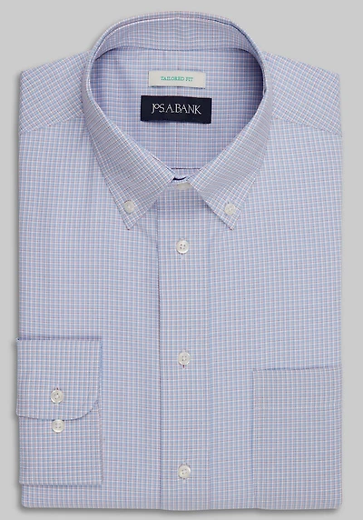 Men's Jos. A. Bank Tailored Fit Button-Down Collar Plaid Dress Shirt at Jos. A. Bank, Red