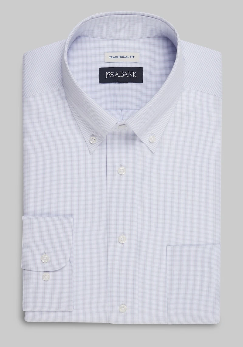 Men's Jos. A. Bank Traditional Fit Button-Down Collar Check Dress Shirt at Jos. A. Bank, Purple
