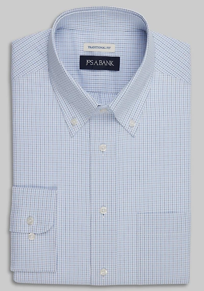 Men's Jos. A. Bank Traditional Fit Button-Down Collar Plaid Dress Shirt at Jos. A. Bank, Blue