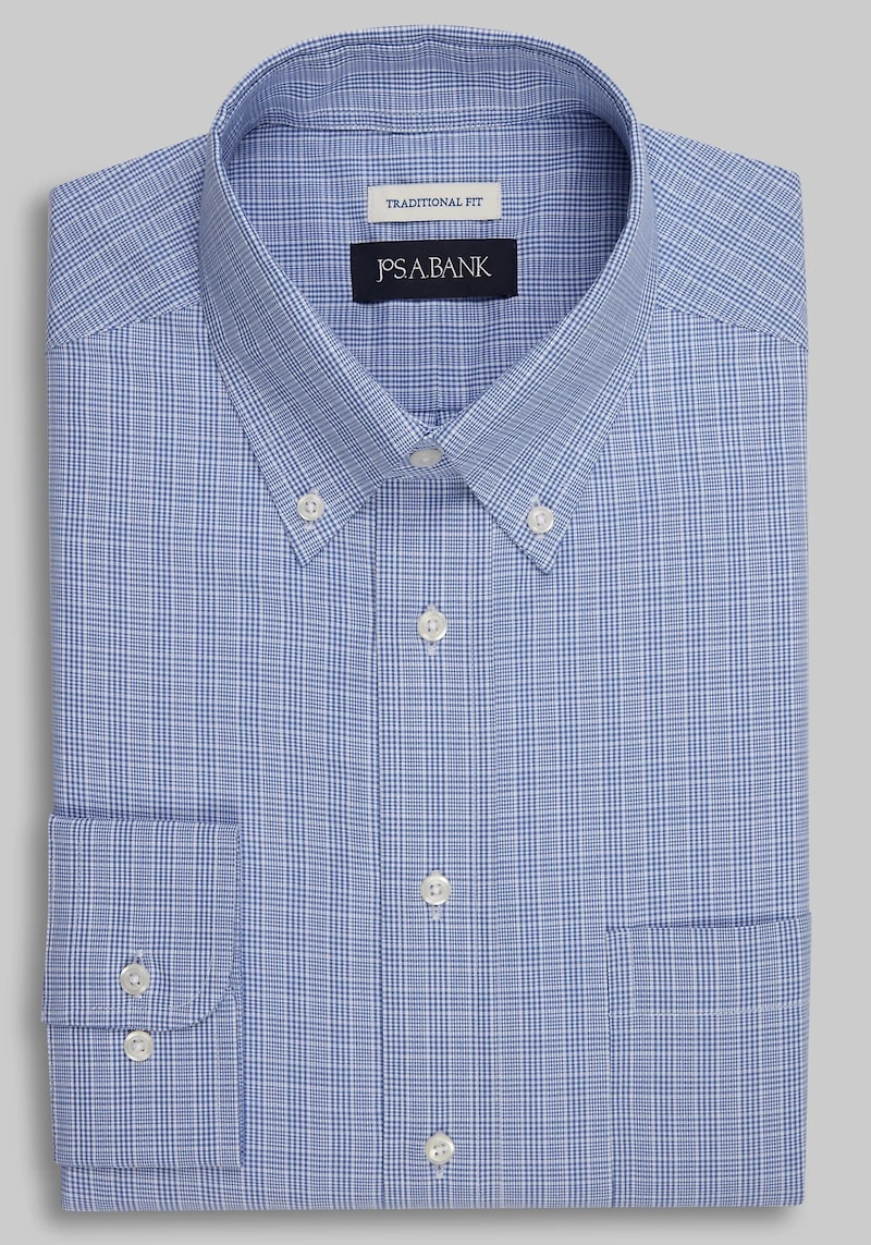 Men's Jos. A. Bank Traditional Fit Plaid Dress Shirt at Jos. A. Bank, Blue/Navy