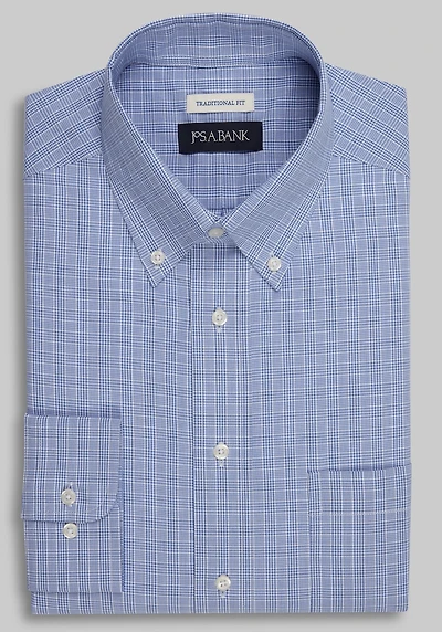 Men's Jos. A. Bank Traditional Fit Plaid Dress Shirt at Jos. A. Bank, Blue/Navy