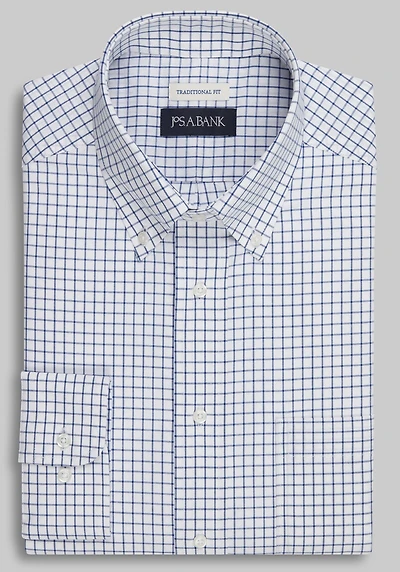 Men's Jos. A. Bank Traditional Fit Windowpane Plaid Dress Shirt at Jos. A. Bank, Blue/Navy